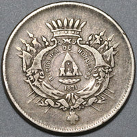 1871 Honduras 50 Centavos Rare 40K Silver Coin (20020902R)