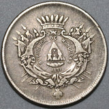 1871 Honduras 50 Centavos Rare 40K Silver Coin (20020902R)