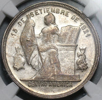 1883-P NGC AU 58 Honduras 50 Centavos Silver Pyramid Coin Pedigree POP 2/1 (21042103D)