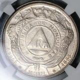 1883-P NGC AU 58 Honduras 50 Centavos Silver Pyramid Coin Pedigree POP 2/1 (21042103D)