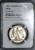 1883-P NGC AU 58 Honduras 50 Centavos Silver Pyramid Coin Pedigree POP 2/1 (21042103D)