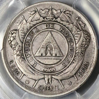 1883 PCGS VF 35 Honduras 50 Centavos Silver Pyramid Coin  POP 2/1 (22041002C)