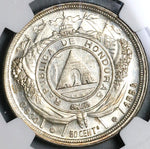 1884 NGC MS 62 Honduras 50 Centavos Silver Pyramid Coin POP 1/1 (21111702C)