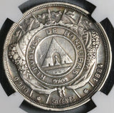 1884 NGC VF Det Honduras 50 Centavos Silver Pyramid Coin (21080802C)