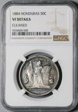 1884 NGC VF Det Honduras 50 Centavos Silver Pyramid Coin (21080802C)
