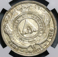 1908/897 NGC AU 55 Honduras 50 Centavos Overdate Rare Silver Coin (21101001C)