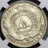 1908/897 NGC AU 55 Honduras 50 Centavos Overdate Rare Silver Coin (21101001C)