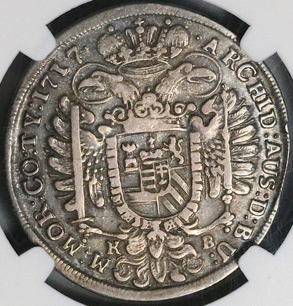 1717-KB NGC VF 35 Hungary 1/2 Thaler Charles VI Kremnitz Silver