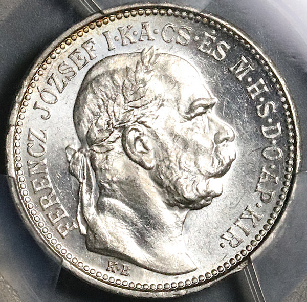 1915 PCGS MS 64 Hungary 1 Korona Franz Joseph Silver Empire Coin
