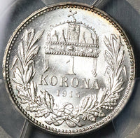 1915 PCGS MS 64 Hungary 1 Korona Franz Joseph Silver Empire Coin (21122501D)