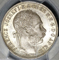 1887 PCGS MS63 Hungary 1 Forint Silver St Stephan Crown Coin POP 1/0 (21032103C)