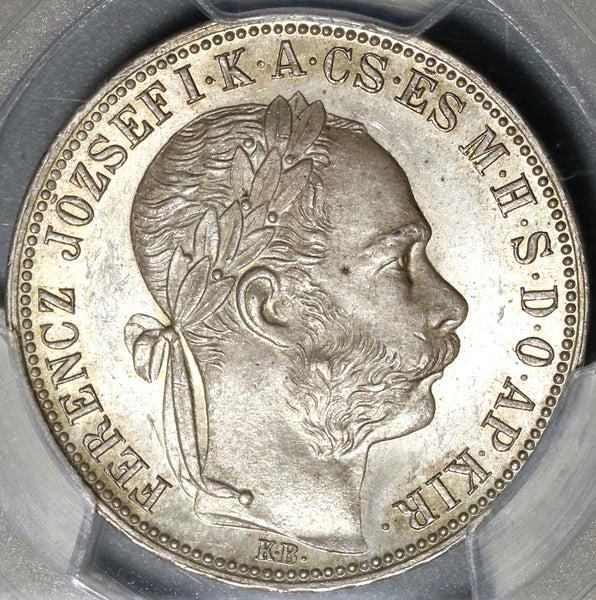 1887 PCGS MS63 Hungary 1 Forint Silver St Stephan Crown Coin POP 1/0 (21032103C)