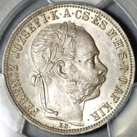 1887 PCGS MS63 Hungary 1 Forint Silver St Stephan Crown Coin POP 1/0 (21032103C)