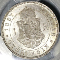 1887 PCGS MS63 Hungary 1 Forint Silver St Stephan Crown Coin POP 1/0 (21032103C)