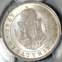1887 PCGS MS63 Hungary 1 Forint Silver St Stephan Crown Coin POP 1/0 (21032103C)