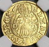 1458 NGC UNC Details Hungary Gold Gulden Matthias Corvinus Madonna & Christ Coin (19042902C)