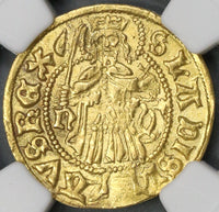 1458 NGC UNC Details Hungary Gold Gulden Matthias Corvinus Madonna & Christ Coin (19042902C)