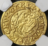 1458 NGC UNC Details Hungary Gold Gulden Matthias Corvinus Madonna & Christ Coin (19042902C)