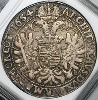 1654-KB NGC XF 40 Hungary Thaler Kremnitz Ferdinand III Taler Silver Coin DAV-3198 (22051002C)