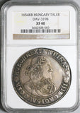 1654-KB NGC XF 40 Hungary Thaler Kremnitz Ferdinand III Taler Silver Coin DAV-3198 (22051002C)