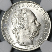 1888 NGC MS 63 Hungary 1 Forint Silver Austria St Stephen Crown Coin (21020503C)