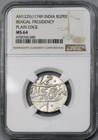 1749 MS 64 Bengal Presideny Rupee Silver India AH1229 Coin (20021801D)