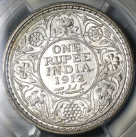 1912 PCGS MS 64+ India Rupee BU Bombay George V Silver Raj Coin (21050602C)