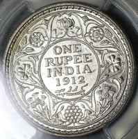 1912 PCGS MS 64+ India Rupee BU Bombay George V Silver Raj Coin (21050602C)