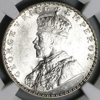 1912 NGC MS 64 India Rupee BU Bombay George V Silver Raj Coin (22041602C)