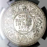 1912 NGC MS 64 India Rupee BU Bombay George V Silver Raj Coin (22041602C)