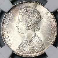 1892 NGC MS 63 Bikanir India Rupee Victoria Ganga Singh Silver Coin (20120704C)