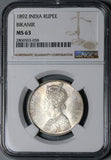 1892 NGC MS 63 Bikanir India Rupee Victoria Ganga Singh Silver Coin (20120704C)