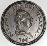 1786 NGC AU 53 Isle of Man Penny Triskeles George III Great Britain Coin (20042301C)
