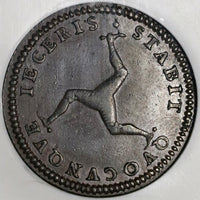 1786 NGC AU 53 Isle of Man Penny Triskeles George III Great Britain Coin (20042301C)