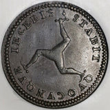 1786 NGC AU 53 Isle of Man Penny Triskeles George III Great Britain Coin (20042301C)