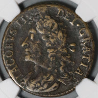 1689 NGC Fine Det James II Ireland 1/2 Crown October Gun Money Coin (21020205C)