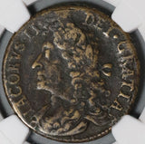1689 NGC Fine Det James II Ireland 1/2 Crown October Gun Money Coin (21020205C)