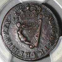 1680 PCGS VF Det Ireland 1/2 Penny Charles II Copper  Coin (20052904C)