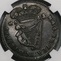 1682 NGC XF 45 Ireland 1/2 Penny Charles II Pedigree Coin POP 1/0 (22091802C)