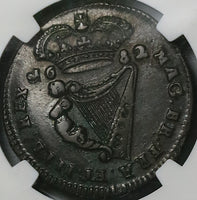 1682 NGC XF 45 Ireland 1/2 Penny Charles II Pedigree Coin POP 1/0 (22091802C)