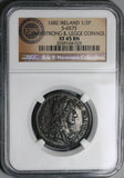 1682 NGC XF 45 Ireland 1/2 Penny Charles II Pedigree Coin POP 1/0 (22091802C)