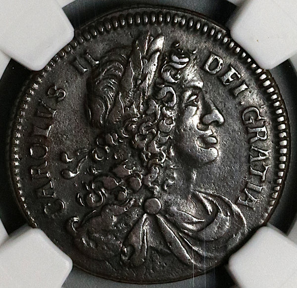 1683 NGC VF 35 Ireland 1/2 Penny Charles II Harp Coin  S-6575 (23022501C)