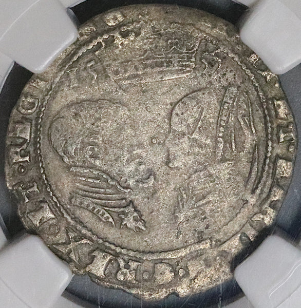 1555 NGC VF 20 Ireland Mary Tudor Philip Spain 4 Pence Groat Silver Coin S-6501 (22071901D)