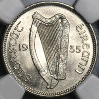1935 NGC MS 64 Ireland 6 pence Wolfhound Eire Irish Free State Coin (21032902C)