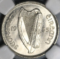 1935 NGC MS 64 Ireland 6 pence Wolfhound Eire Irish Free State Coin (21032902C)