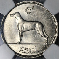 1935 NGC MS 64 Ireland 6 pence Wolfhound Eire Irish Free State Coin (21032902C)