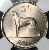 1948 NGC MS 65 Ireland 6 Pence Irish Wolfhound Mint State Coin (19091101C)