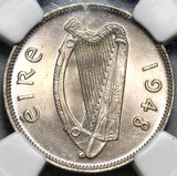 1948 NGC MS 65 Ireland 6 Pence Irish Wolfhound Mint State Coin (19091101C)