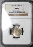 1948 NGC MS 65 Ireland 6 Pence Irish Wolfhound Mint State Coin (19091101C)