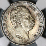 1900 NGC MS 65 Italy 1 Lira Umberto I Silver Mint State Coin (20111202C)